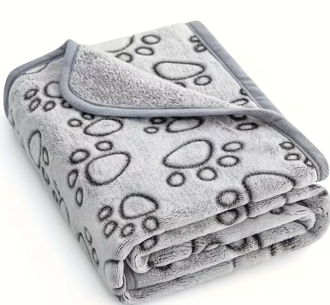Paw Print Plush Pet Blanket